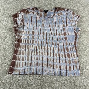 Storm Womens Tie Dye Short Sleeve Tee Brown Blue White Crew‎ Neck Size Large *